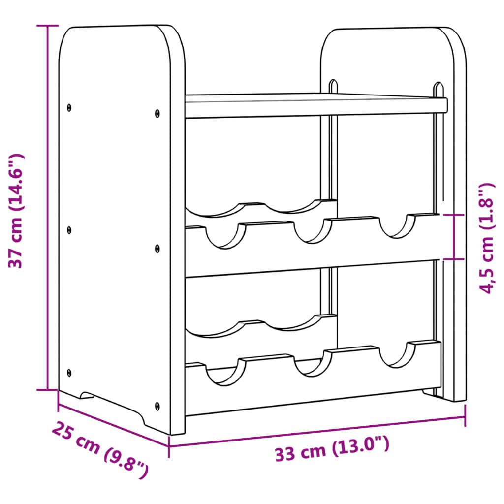 vidaXL Casier à vin avec panneau supérieur 33x25x37 cm bois pin massif
