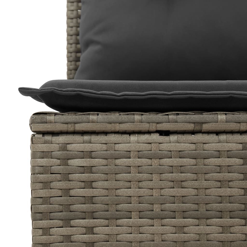 vidaXL Chaise de jardin sans accoudoirs avec coussins gris poly rotin