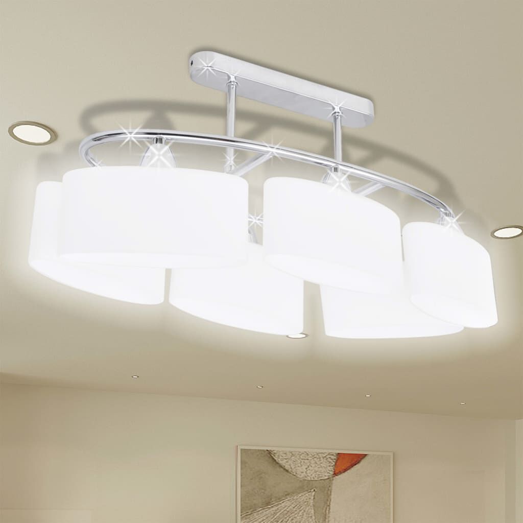 vidaXL Plafonnier avec abat-jours en verre ellipsoïde 2 pcs E14