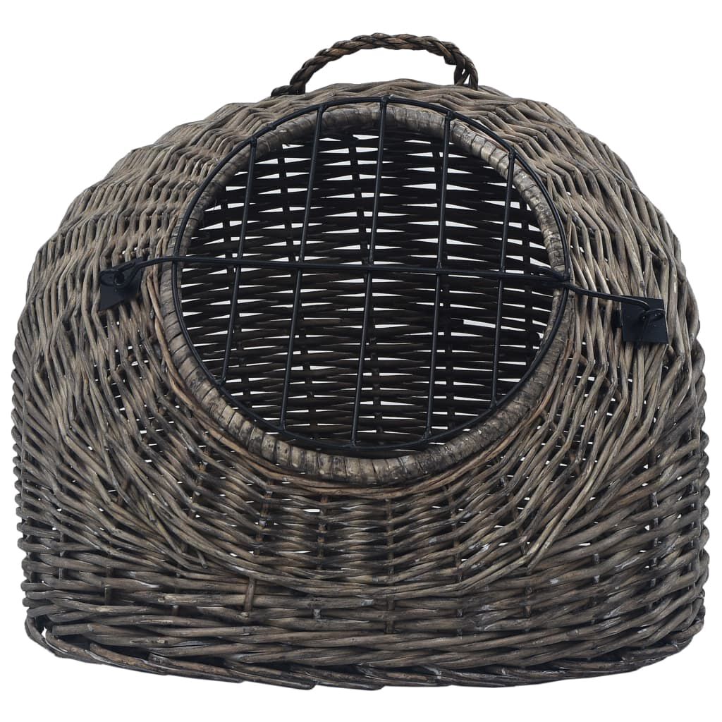vidaXL Cage de transport pour chats Gris 45x35x35 cm Saule naturel