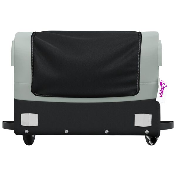vidaXL Remorque de vélo noir et gris 30 kg fer