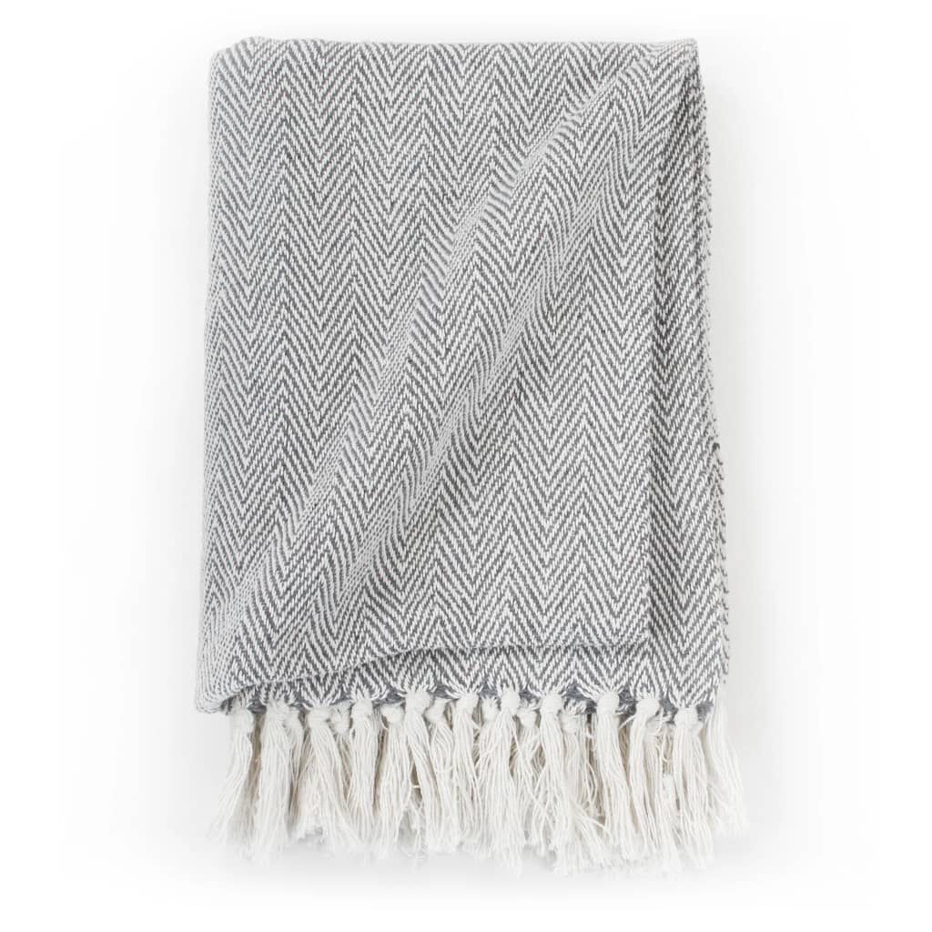 vidaXL Couverture coton à chevrons 125x150 cm Gris