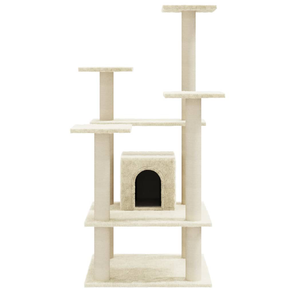 vidaXL Arbre à chat avec griffoirs en sisal Crème 110 cm