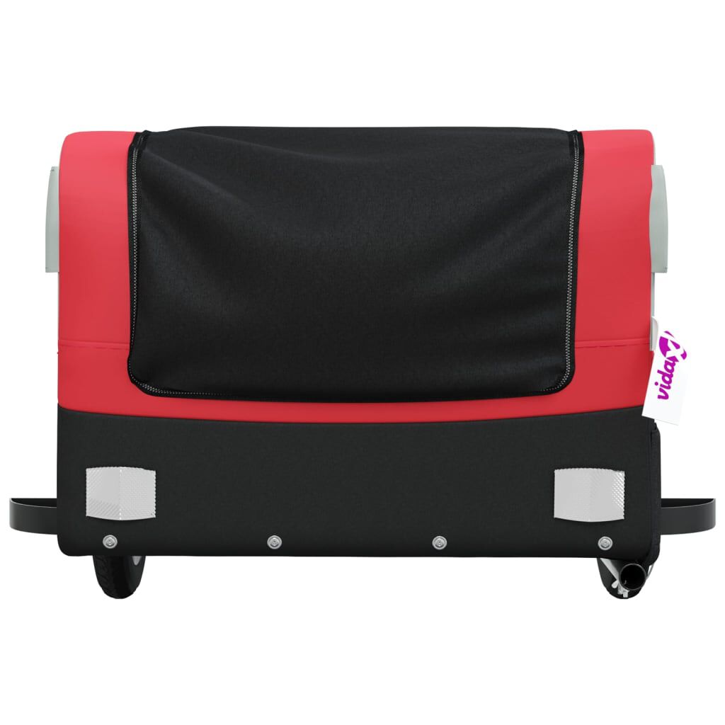 vidaXL Remorque de vélo noir et rouge 30 kg fer