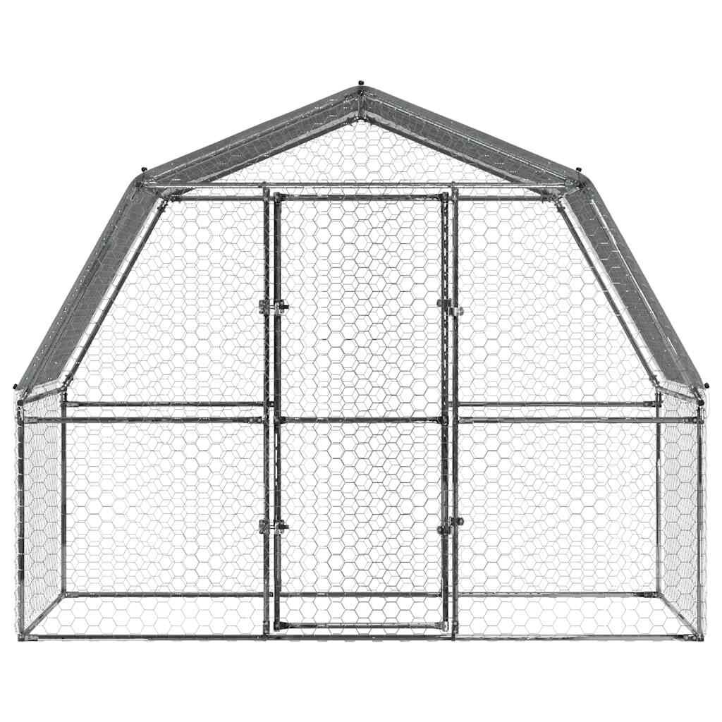vidaXL Cage à poules avec toit et porte argenté acier galvanisé