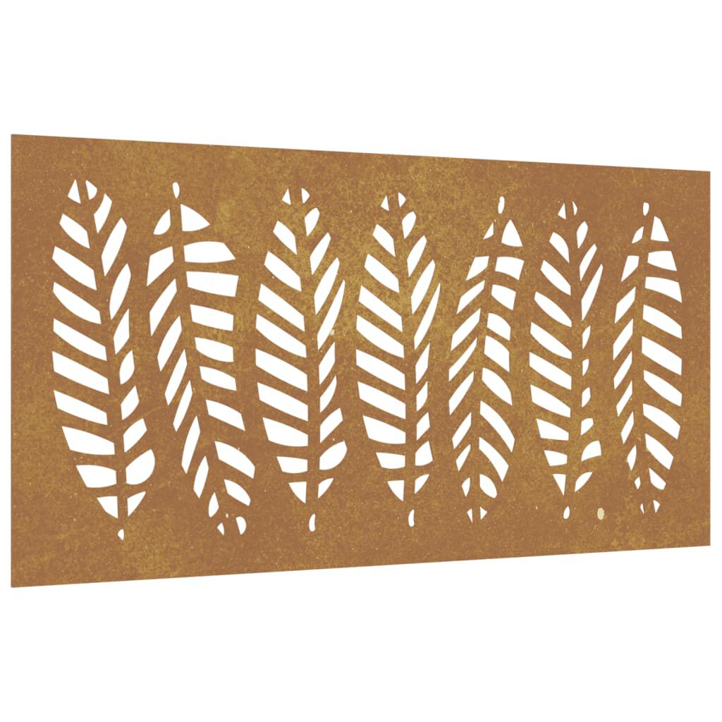vidaXL Décoration murale jardin 105x55 cm acier corten design feuille