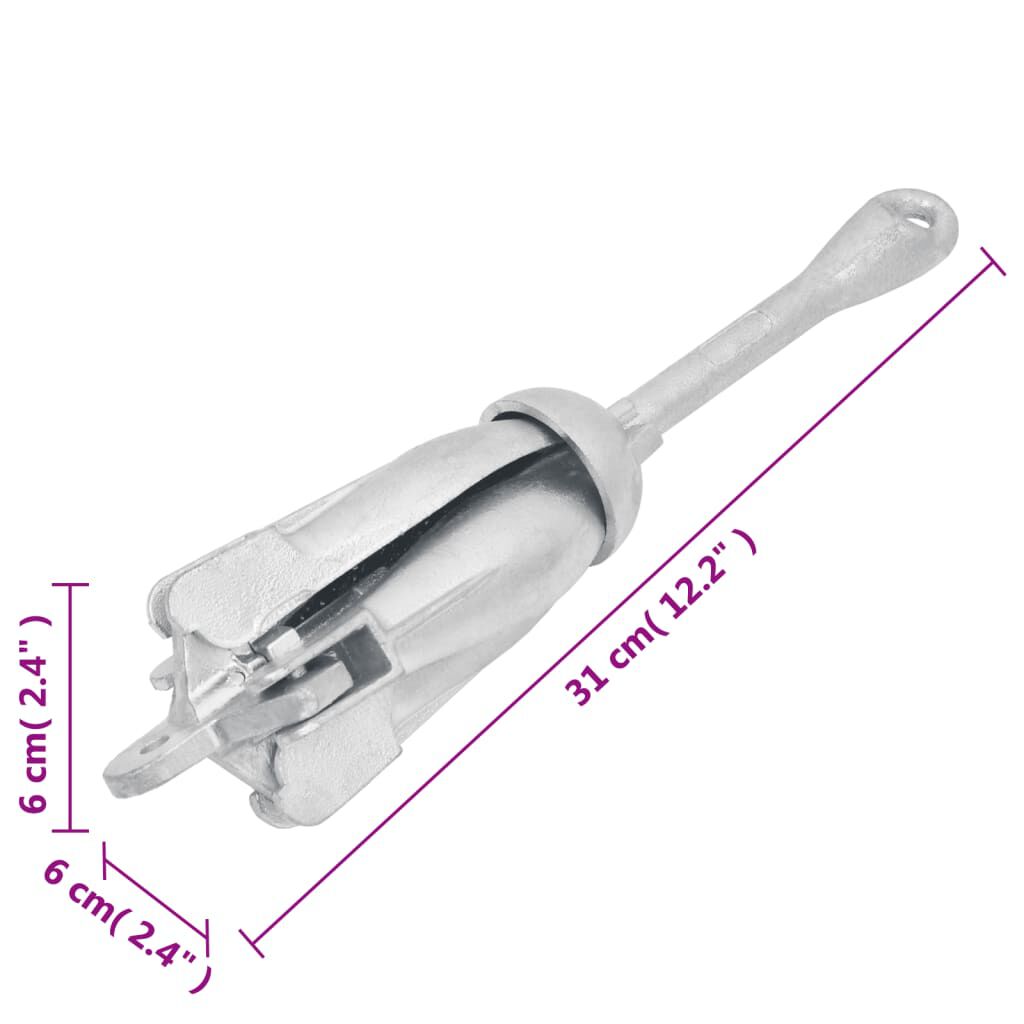 vidaXL Ancre pliable avec corde argenté 1,5 kg fer malléable