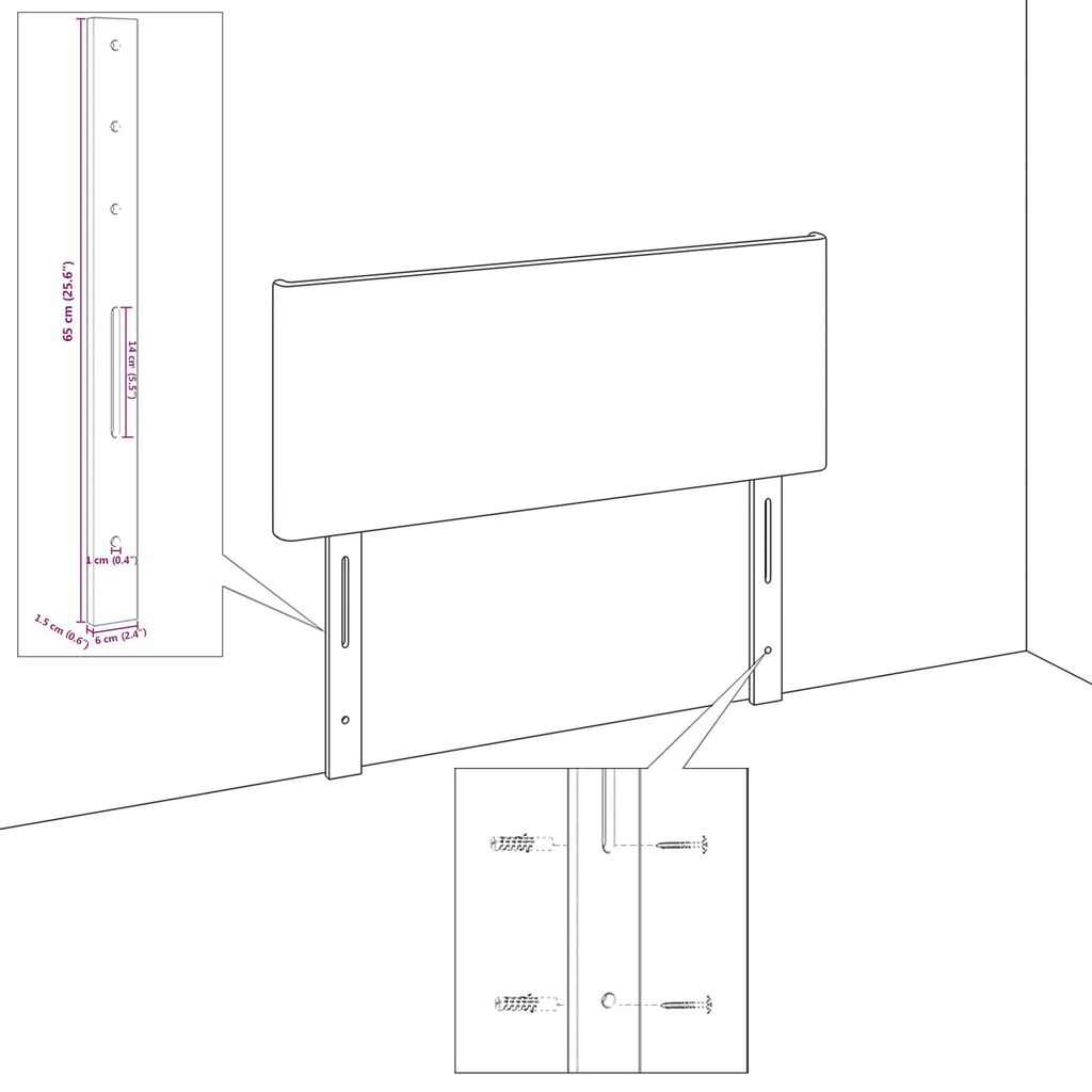 vidaXL Tête de lit Design Lignes Crème 80 cm Tissu