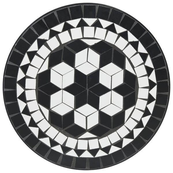 vidaXL Table de bistro mosaïque noir et blanc Ø50x70 cm céramique