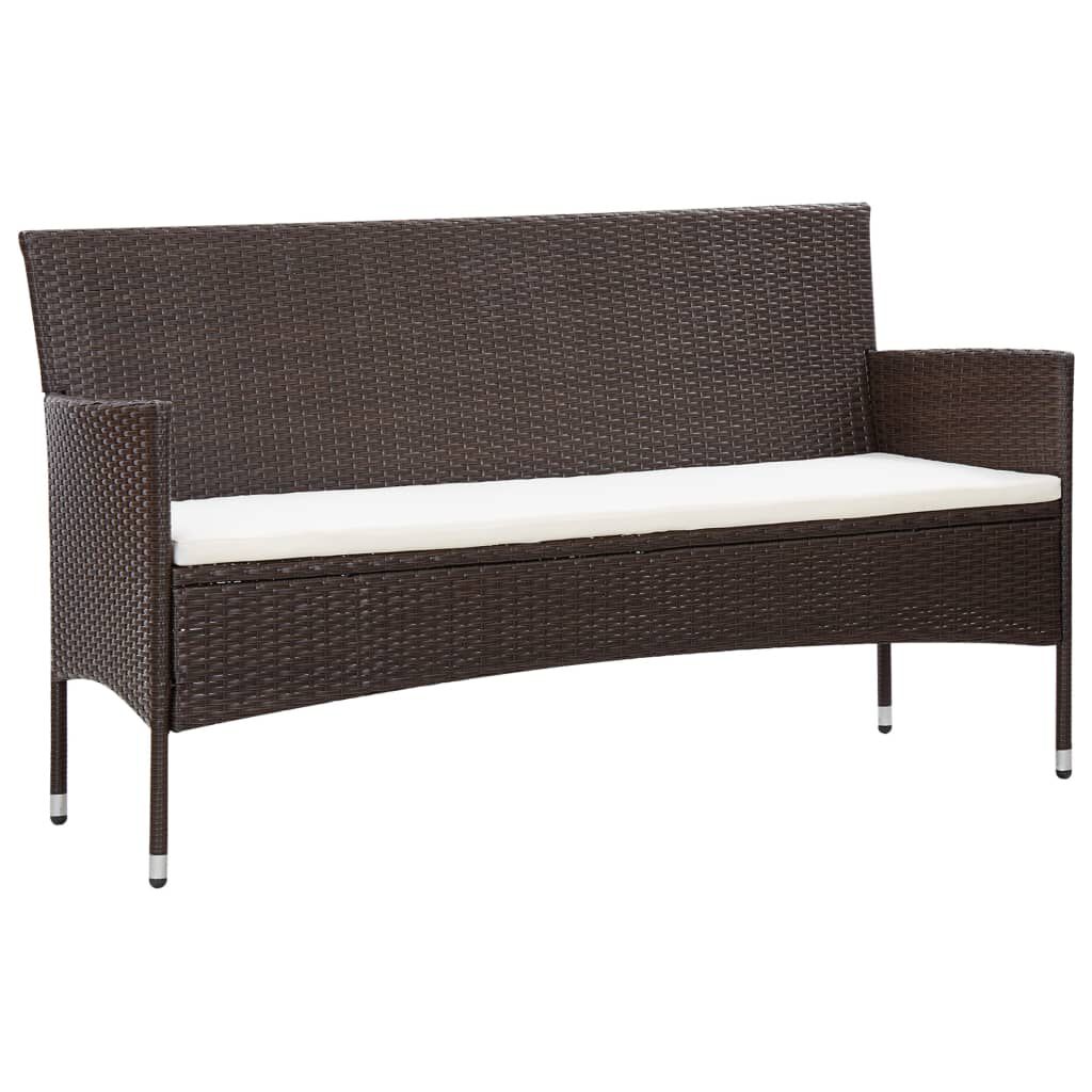 vidaXL Salon de jardin 5 pcs avec coussins Résine tressée Marron