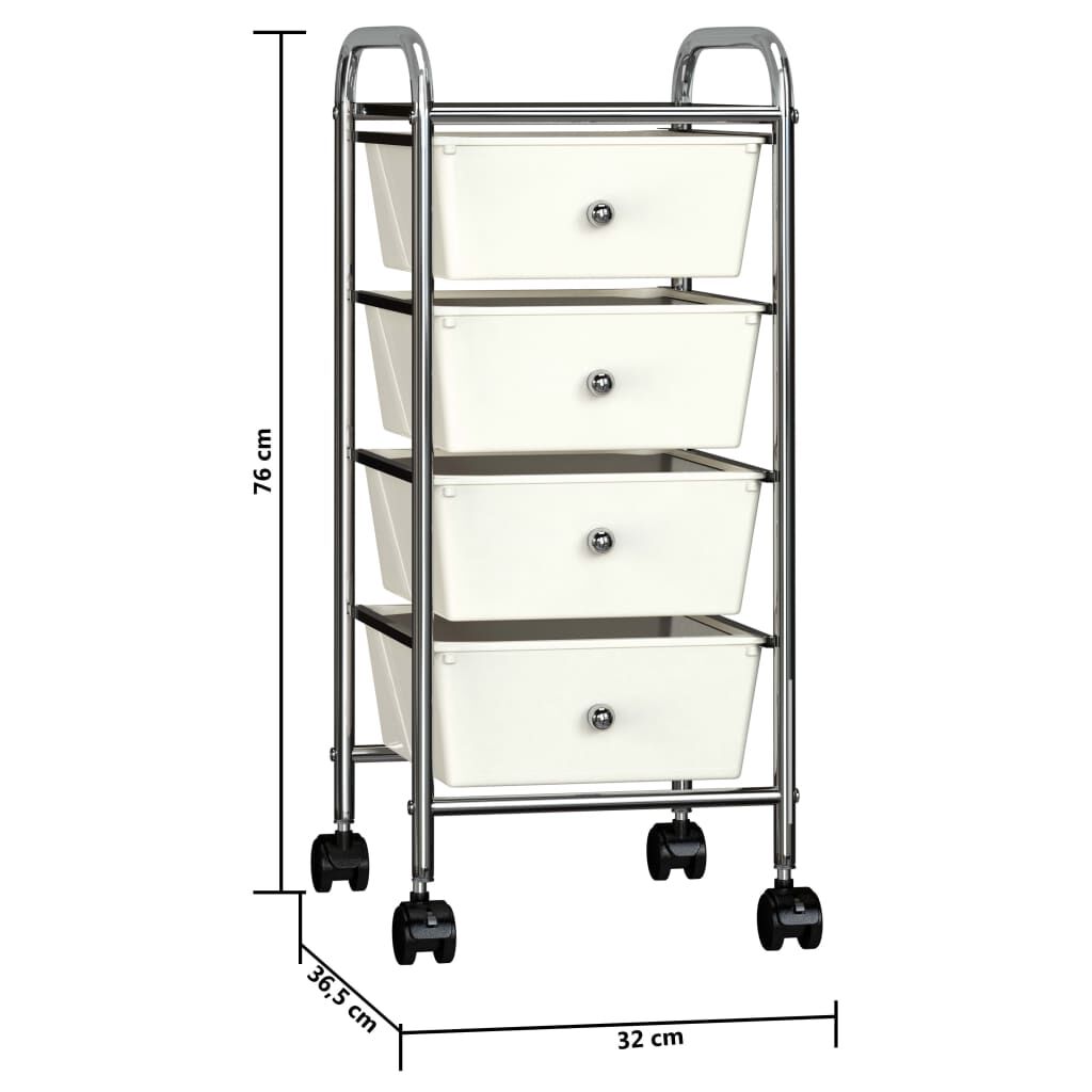 vidaXL Chariot de rangement mobile à 4 tiroirs Blanc Plastique