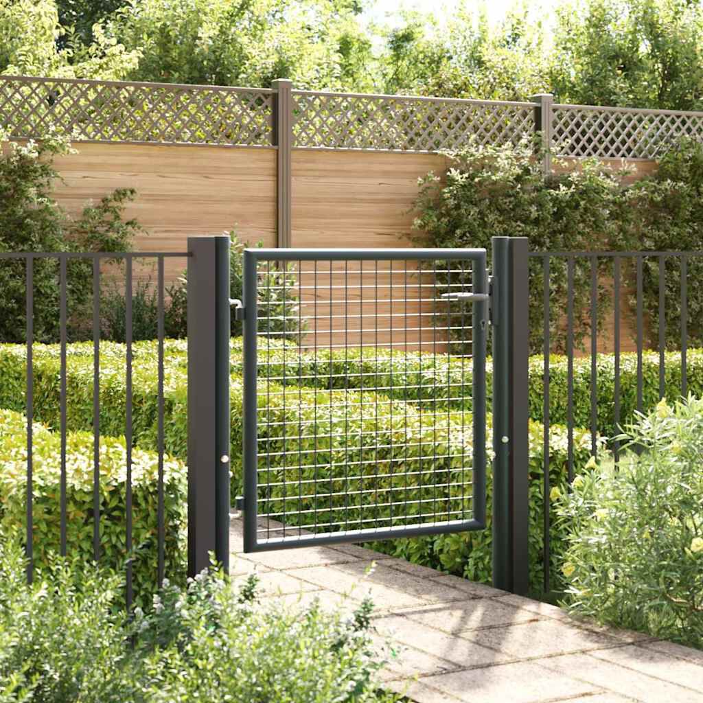 vidaXL Portail en maille de jardin Acier galvanisé 100 x 125 cm Gris