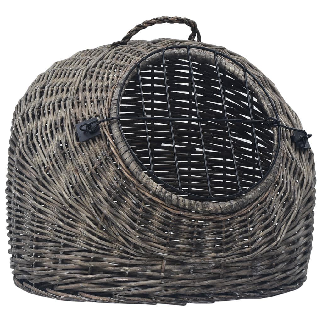 vidaXL Cage de transport pour chats Gris 45x35x35 cm Saule naturel