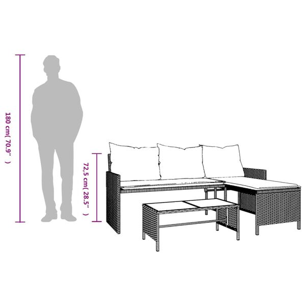 vidaXL Canapé de jardin avec table et coussins en forme de L gris