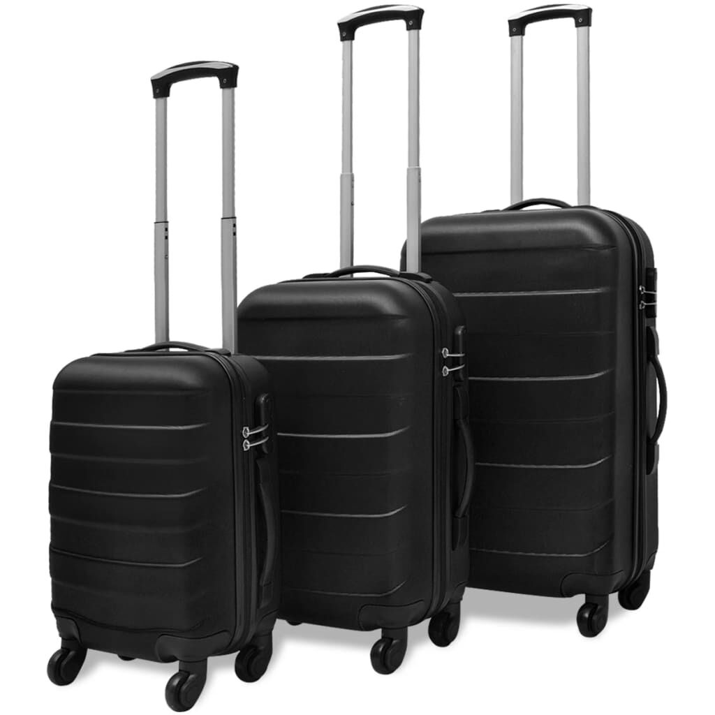 vidaXL Ensemble de valises rigides 3 pcs Noir 45,5/55/66 cm