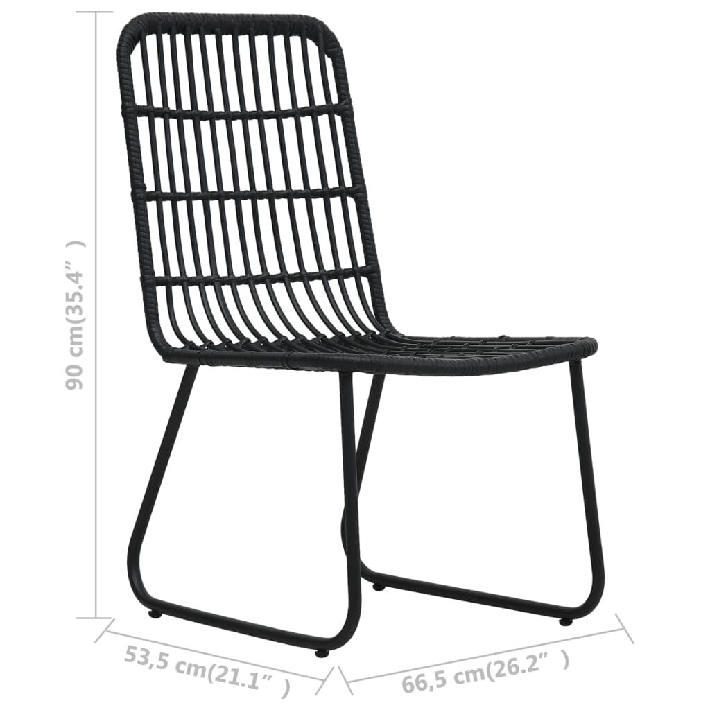 vidaXL Ensemble de bistro 3 pcs Résine tressée Noir