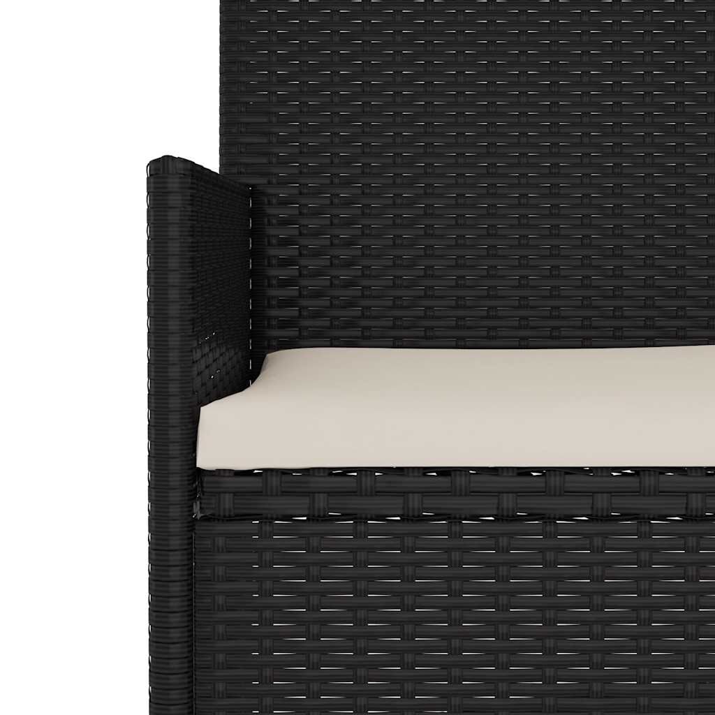 vidaXL Banc de Jardin à 2 Places avec Coussins Noir Résine Tressée