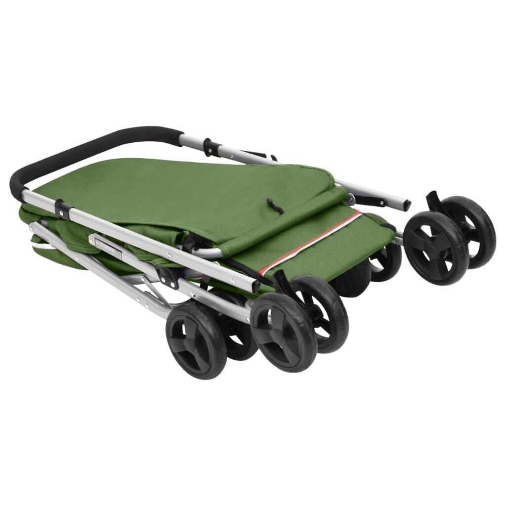 vidaXL Poussette pour chien pliante Vert 100x49x96 cm Tissu de lin