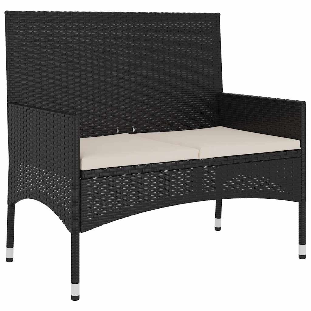 vidaXL Banc de Jardin à 2 Places avec Coussins Noir Résine Tressée