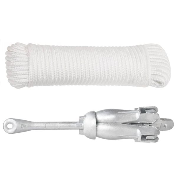 vidaXL Ancre pliable avec corde argenté 8 kg fonte galvanisée à chaud
