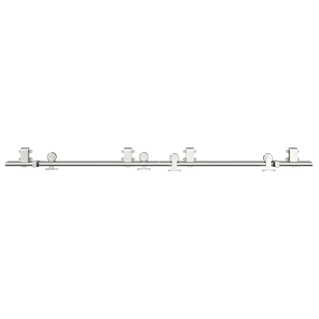 vidaXL Kit fixation porte coulissante 183 cm Acier inoxydable Argenté