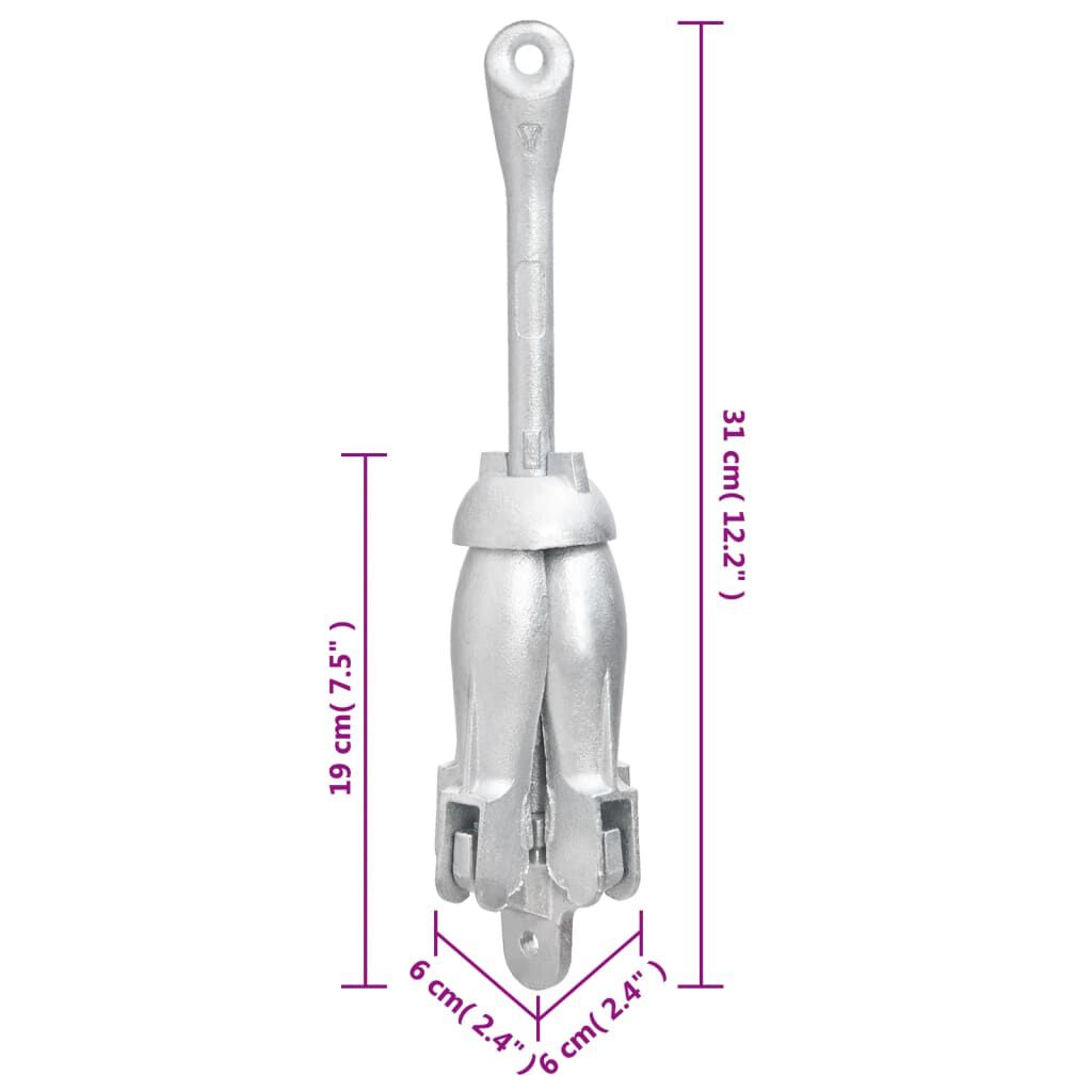 vidaXL Ancre pliable avec corde argenté 1,5 kg fer malléable