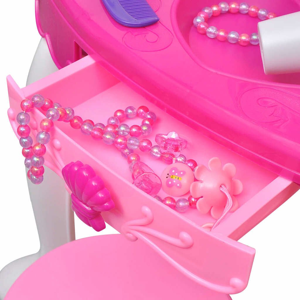 vidaXL Coiffeuse jouet 3 miroirs pour enfants avec lumière et son
