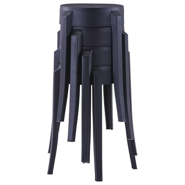 vidaXL Tabourets empilables lot de 4 noir plastique