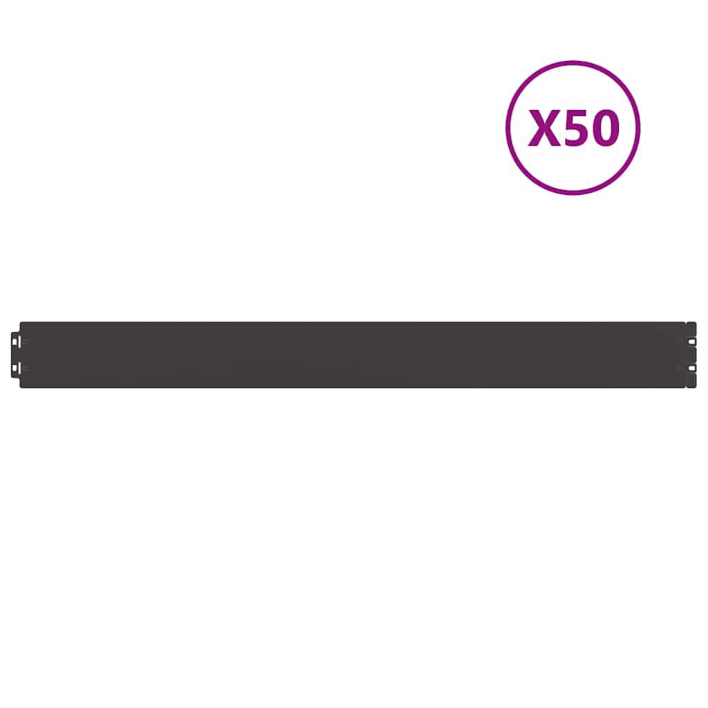 vidaXL Bordures de pelouse 50 pcs noir 10x103 cm acier laminé à froid