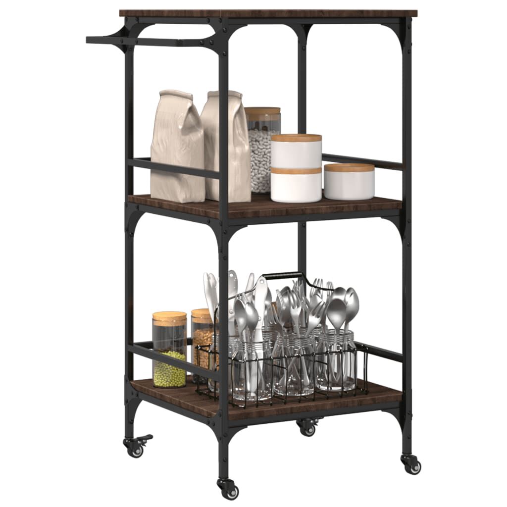 vidaXL Chariot de cuisine chêne marron 60,5x50x105cm bois d'ingénierie