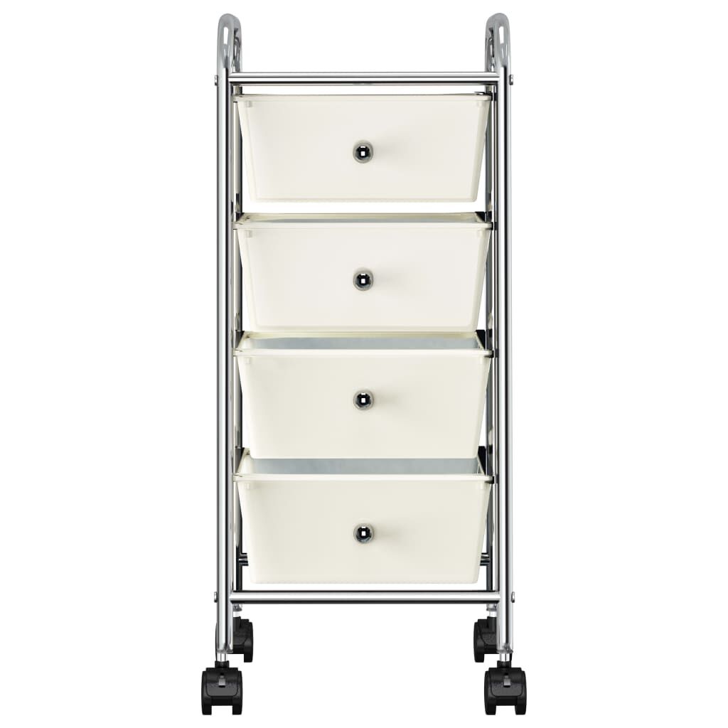 vidaXL Chariot de rangement mobile à 4 tiroirs Blanc Plastique
