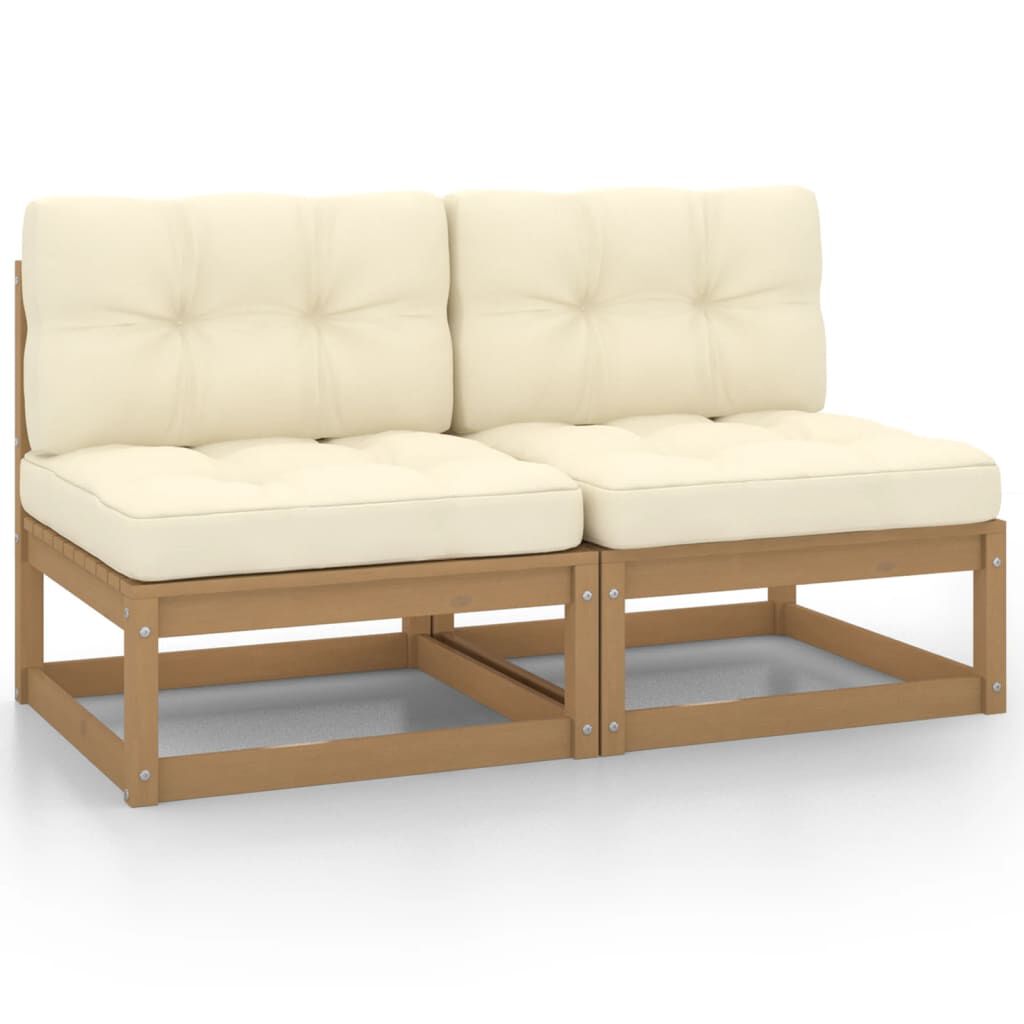 vidaXL Canapés centraux de jardin avec coussins crème 2 pcs