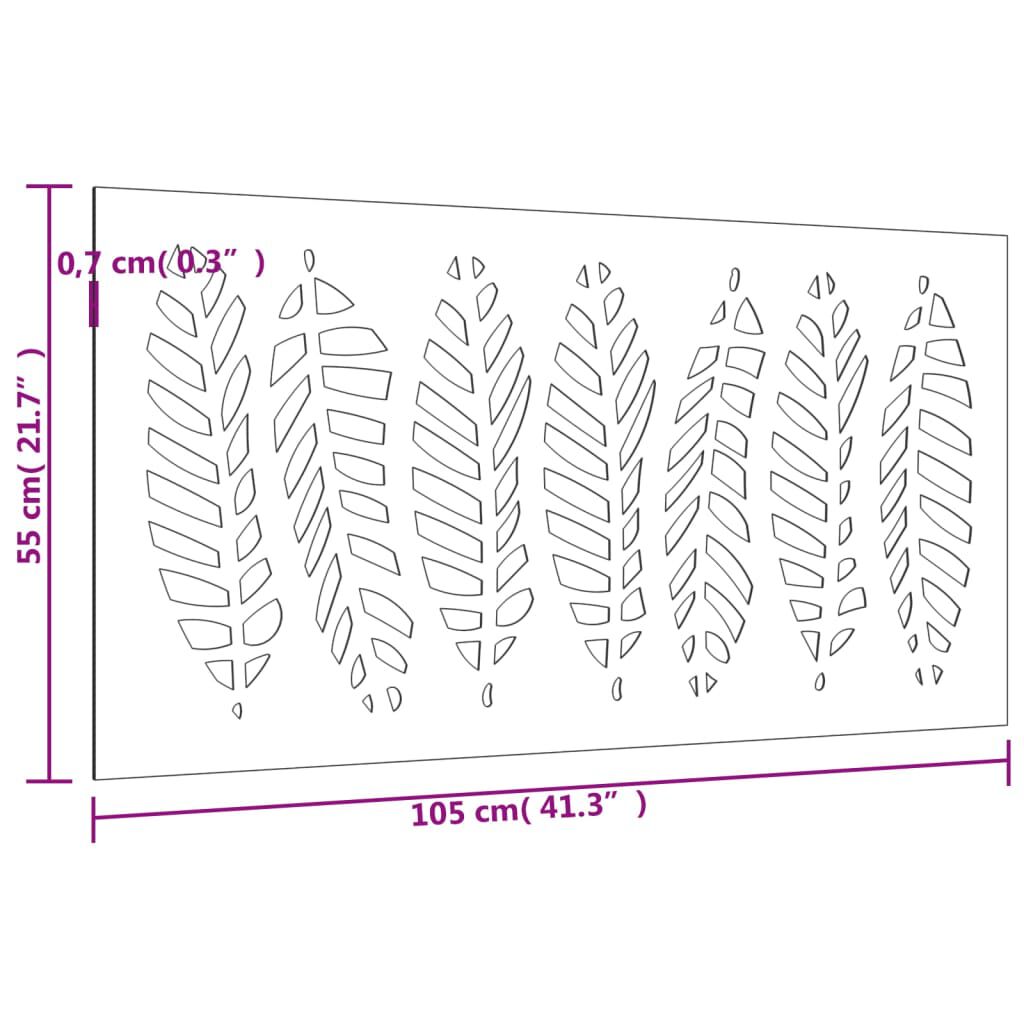 vidaXL Décoration murale jardin 105x55 cm acier corten design feuille
