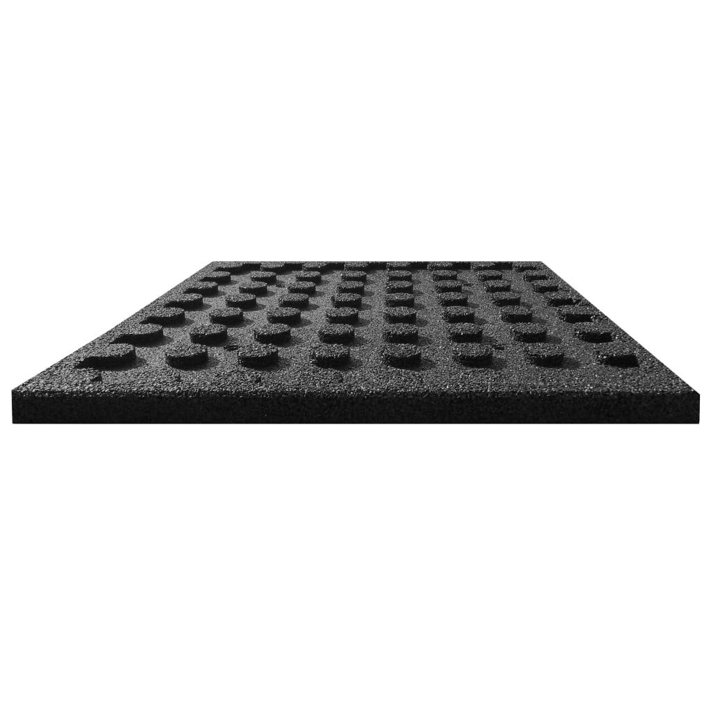 vidaXL Carreau de protection anti-chute 6pcs Caoutchouc 50x50x3cm Noir