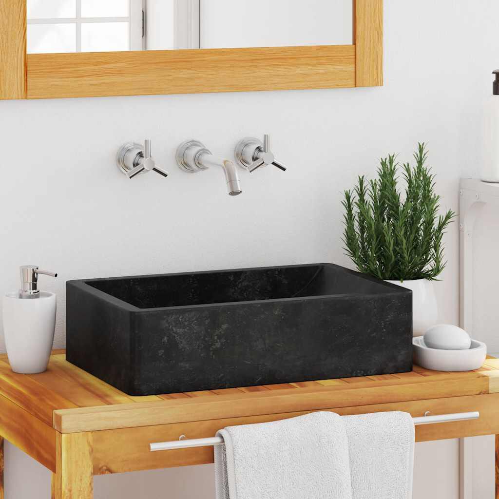 vidaXL Lavabo 45x30x12 cm marbre noir brillant