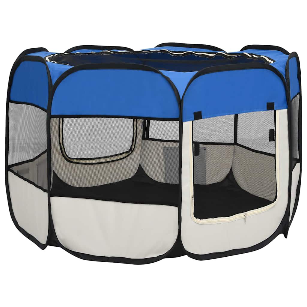 vidaXL Parc pour chiens pliable avec sac de transport Bleu 90x90x58 cm